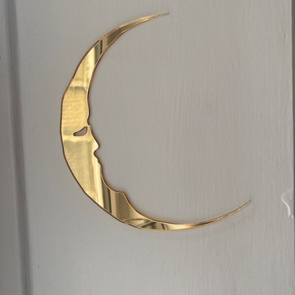 Gold Mirror Crescent Moon Wall Art