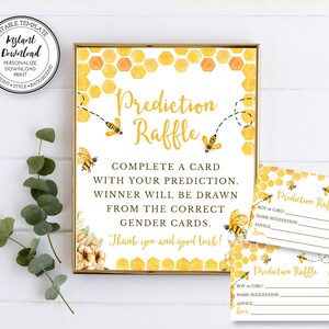 Guess Baby's Gender, Gender Reveal Game, Gender Prediction Game Sign & Card, Editable Template Download, Bee Gender Reveal, GR225, B225