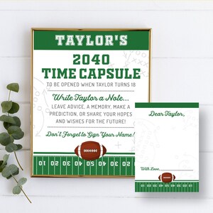 First Birthday Football Game Printable: Time Capsule Card & Sign (Editable Templates) - BP103