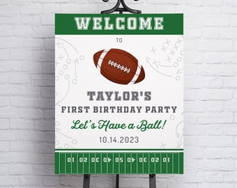 Football Birthday Welcome Sign, Editable Template, Birthday Party Decor, Custom Welcome Sign Template, First Birthday Boy, BP103