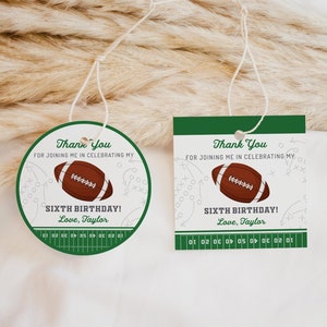 Football Favor Tags: Round and Square Printables (Editable Template) - BP103