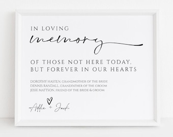 In Loving Memory, Wedding Memory Table Sign, Wedding Memorial Sign, Editable Template, Memorial Sign Template, Instant Download, W115