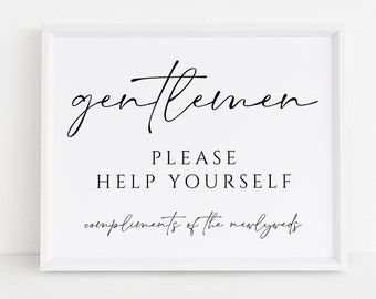 Gentlemens Bathroom Sign, Wedding Bathroom Sign, Bathroom Basket Sign, Ready to Print, Instant Download, Wedding Sign, W115