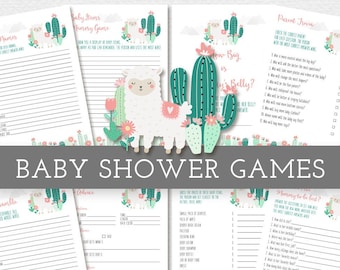 Baby Shower Games Bundle: Llama Baby Shower Games Printable (Instant Download) - B206