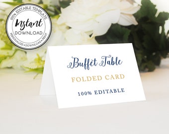 Buffet Card Template, Food Card, Food Labels for Buffet, Tent Card, Party Buffet Food Labels, 100% Editable, Instant Download, w101