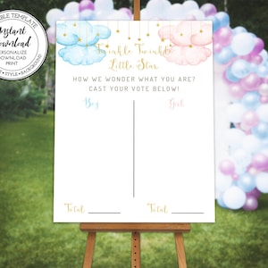 Gender Reveal Voting Board, Editable Template, Gender Reveal Game, Gender Prediction Poster, Gender Reveal Boy or Girl Voting Sign, GR222