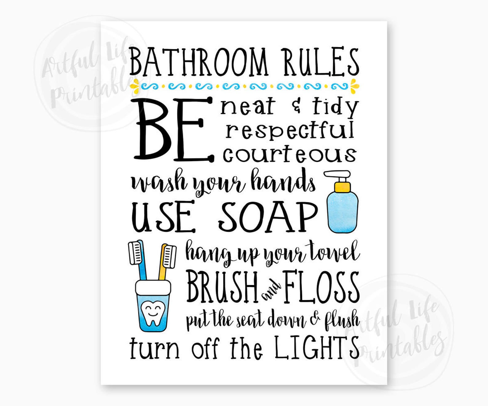 BATHROOM RULES Kids Bathroom Sign Family Bathroom Rules Etsy