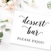 Dessert Bar Sign, Dessert Bar Printable, Dessert Bar Sign Printable ...