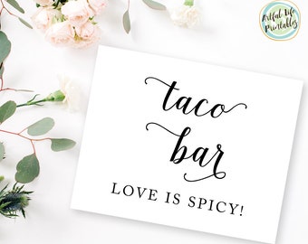 Taco Bar Sign, Taco Bar Printable, Taco Bar Wedding, Taco Bar Wedding Sign, Taco Bar Sign Printable, Instant Download, Wedding Signs, W101