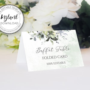 Food Card, Food Labels for Buffet, Buffet Table Card Template, Food Table Tents, Food Station Cards, Editable Instant Download, W103