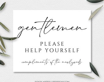 Wedding Bathroom Sign, Mens Bathroom Sign, Bathroom Basket Sign, Ready to Print, Instant Download, Wedding Sign, W115