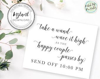Wedding Wands Send Off Sign: Editable Template (Digital Download), w101