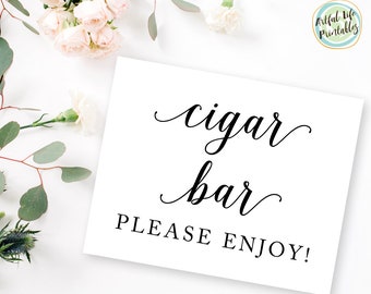 Cigar Bar Sign, Cigar Bar Printable Sign, Wedding Sign, Wedding Printables, Wedding Decor, Digital Wedding Signs, Instant Download, W101