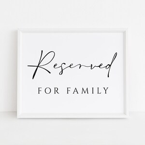 Reserved for Family Sign, Ready to Print, Instant Download, Reserved ...