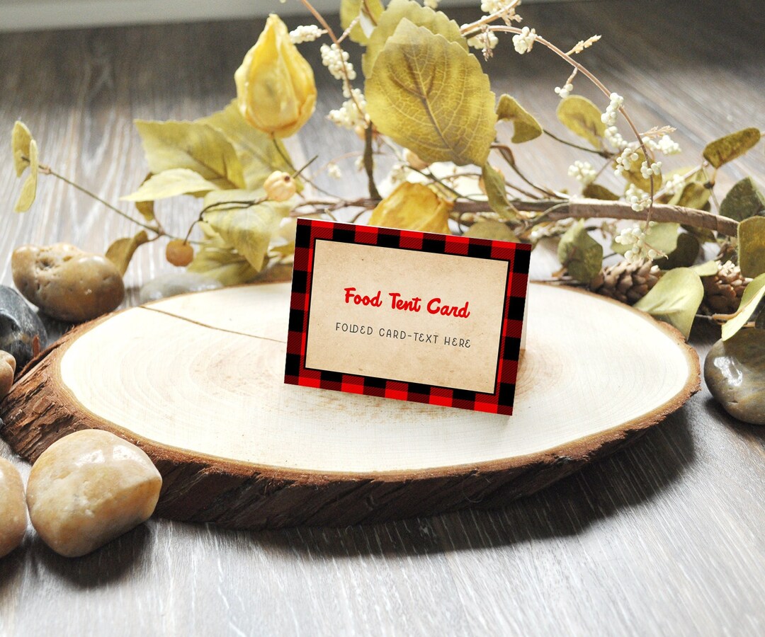 Buffalo Plaid Food Tent Cards, Food Labels, Editable Templates, Flat ...