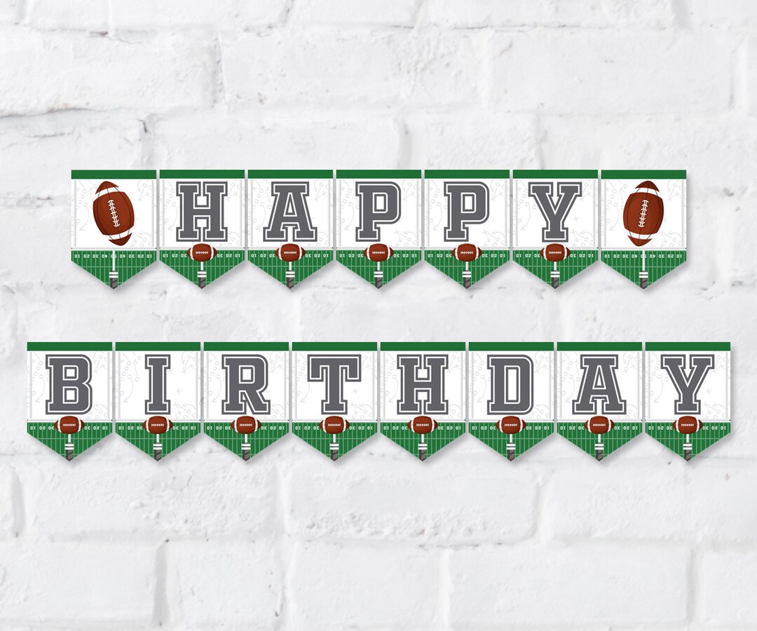 Football Happy Birthday Birthday Banner, Editable Template, Football ...