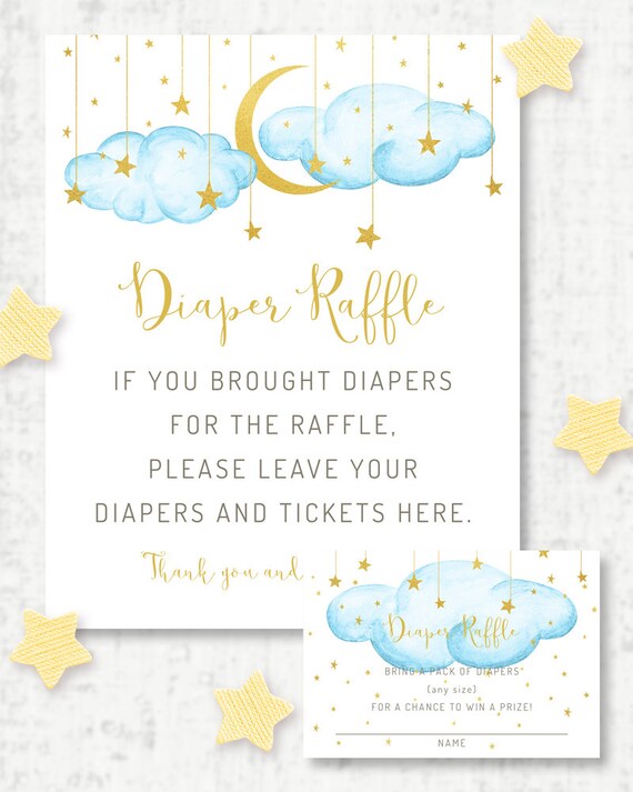 Baby Shower Sign Template, Pink Clouds, Gold Moon and Stars, 10 x 8 U -  Artful Life Designs