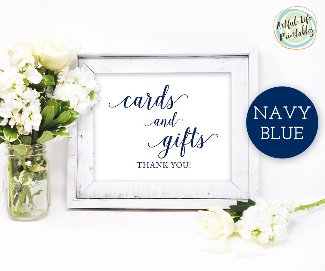 Navy Cards and Gifts Sign Printable, Cards and Gifts Sign, Wedding ...