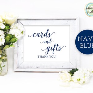Navy Cards and Gifts Sign Printable, Cards and Gifts Sign, Wedding Cards and Gifts Sign, Gift Table Sign, Wedding Signs, Reception, W101NAV