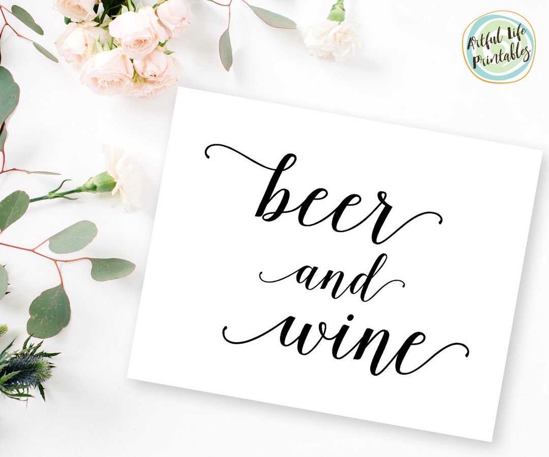 Beer and Wine Sign Wedding Beer and Wine Sign Wedding Bar Etsy