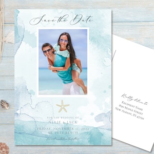 Beach Save the Date Template: Photo Wedding Invitation (Digital Download)