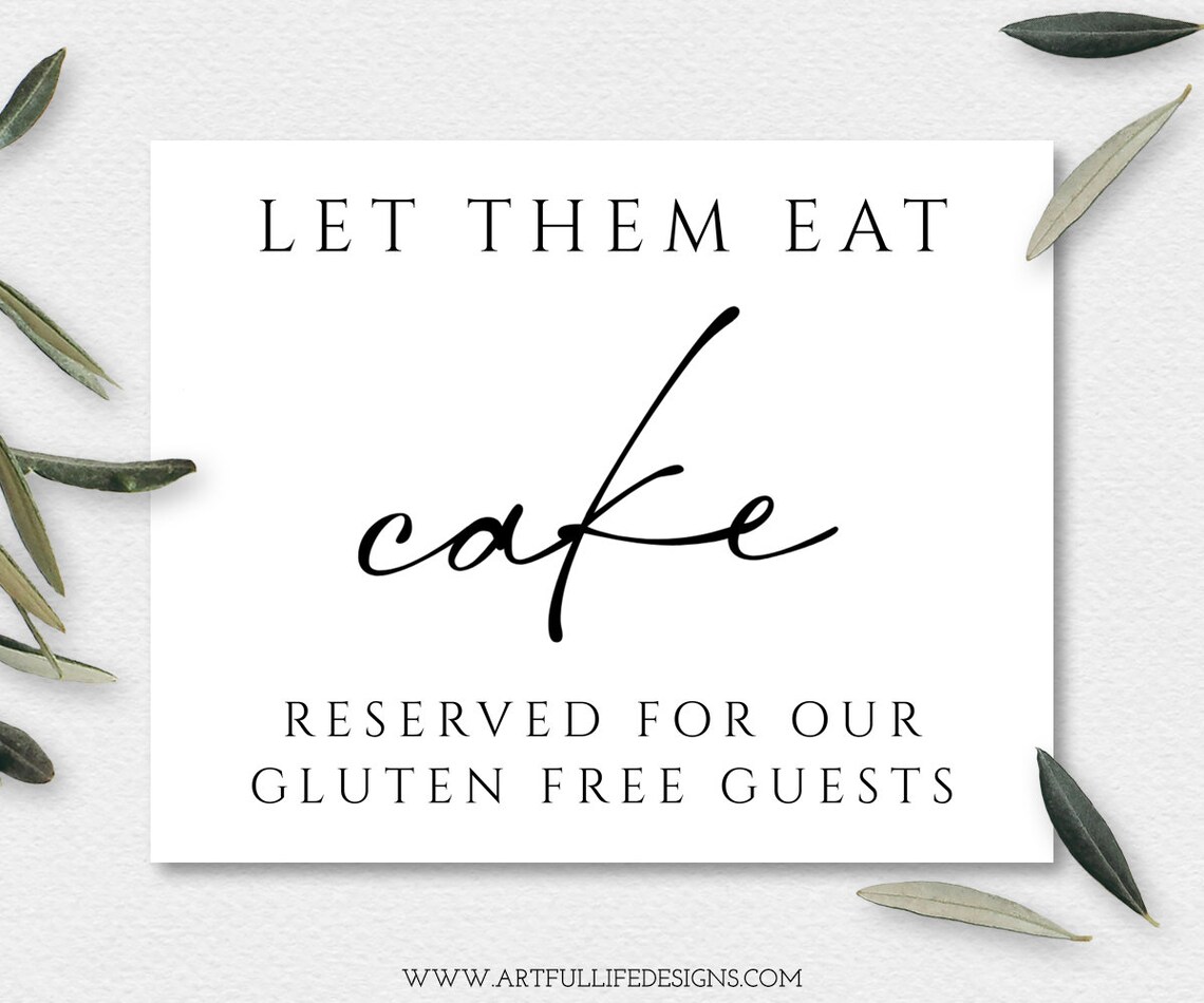 Let Them Eat Cake Gluten Free Wedding Cake Sign Wedding Cake Etsy