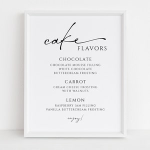 Wedding Cake Flavor Sign, Cake Sign Template, Shower Cake Flavor Sign, Editable Template, Instant Download, W115