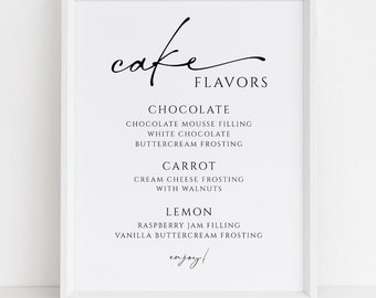 Wedding Cake Flavor Sign, Cake Sign Template, Shower Cake Flavor Sign, Editable Template, Instant Download, W115