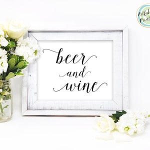 Wedding Beer And Wine Sign, Beer and Wine Sign, Wedding Bar Sign Printable, Wedding Bar Sign, Bar Sign Wedding, Wedding Sign Printable, W101