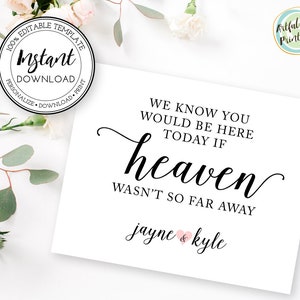 Wedding Memorial Sign, Remembrance Sign, Wedding Memorial Sign Template, We Know You Would Be Here Today, Memorial Table Sign, W101