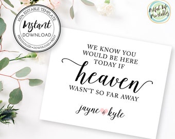 Wedding Memorial Sign Template: Remembrance Table Decor (Digital Download), w101
