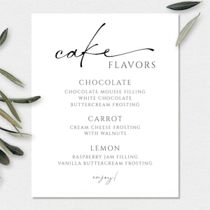 Cake Flavor Sign, Wedding Cake Sign Template, Shower Cake Flavor Sign, Editable Template, Instant Download, W115