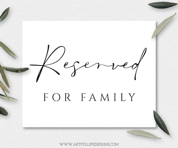 Reserved Sign Reserved for family wedding signs | Honestweddingadvice.com