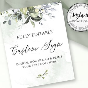 Editable Custom Wedding Sign Template, Design & Print Any Sign, DIY Wedding Sign Printable, Shower Sign, 8 x 10, Instant Download, W103