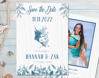 Save the Date Template, Seashell Save the Date, Beach Save the Date, Digital Download, Editable Template, Instant Download, BEASD