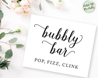 Bubbly Bar Sign, Wedding Reception Bar Sign, Bar Sign, Bubbly Bar Printable, Wedding Champagne Sign, Wedding Champagne Printable, W101