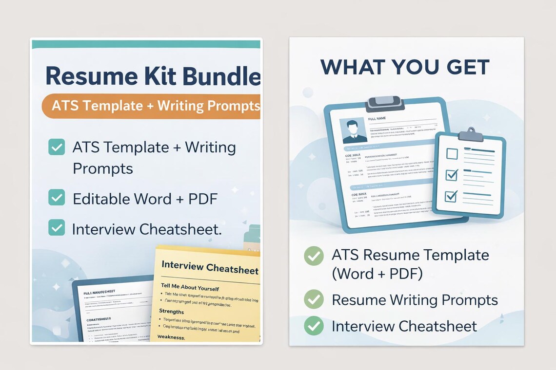 Ats Reference Guide ATS Resume Template Kit | Editable Word Resume + Interview Guide ...