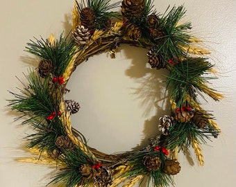 Rustic Wreath, Natural Dried Wheat, Holiday, Autumn, Wall Decorations
