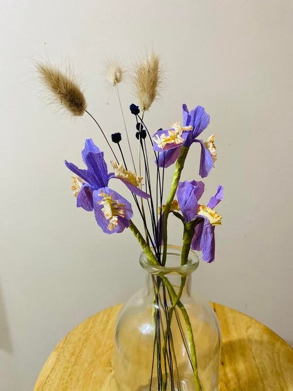 Iris Bouquet Purple Flower Spring Bouquet Rustic Gift Etsy
