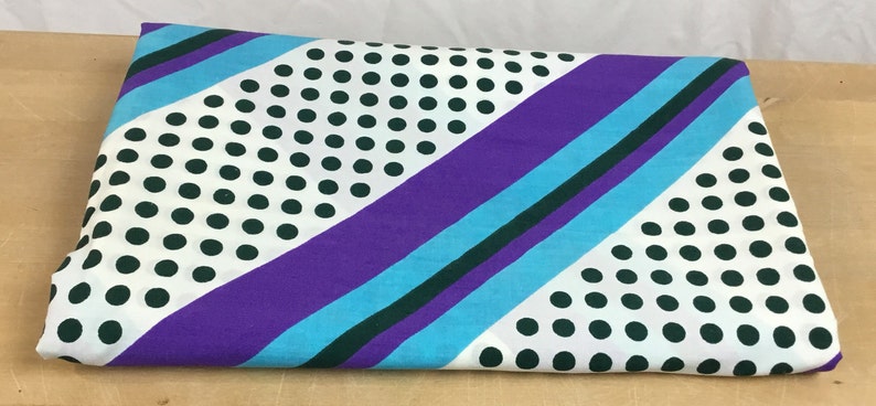 Vintage Cotton Stripe Polkadot Fabric light weight diagonal dark green aqua purple white dress blouse curtain quilting crafts pillow cover