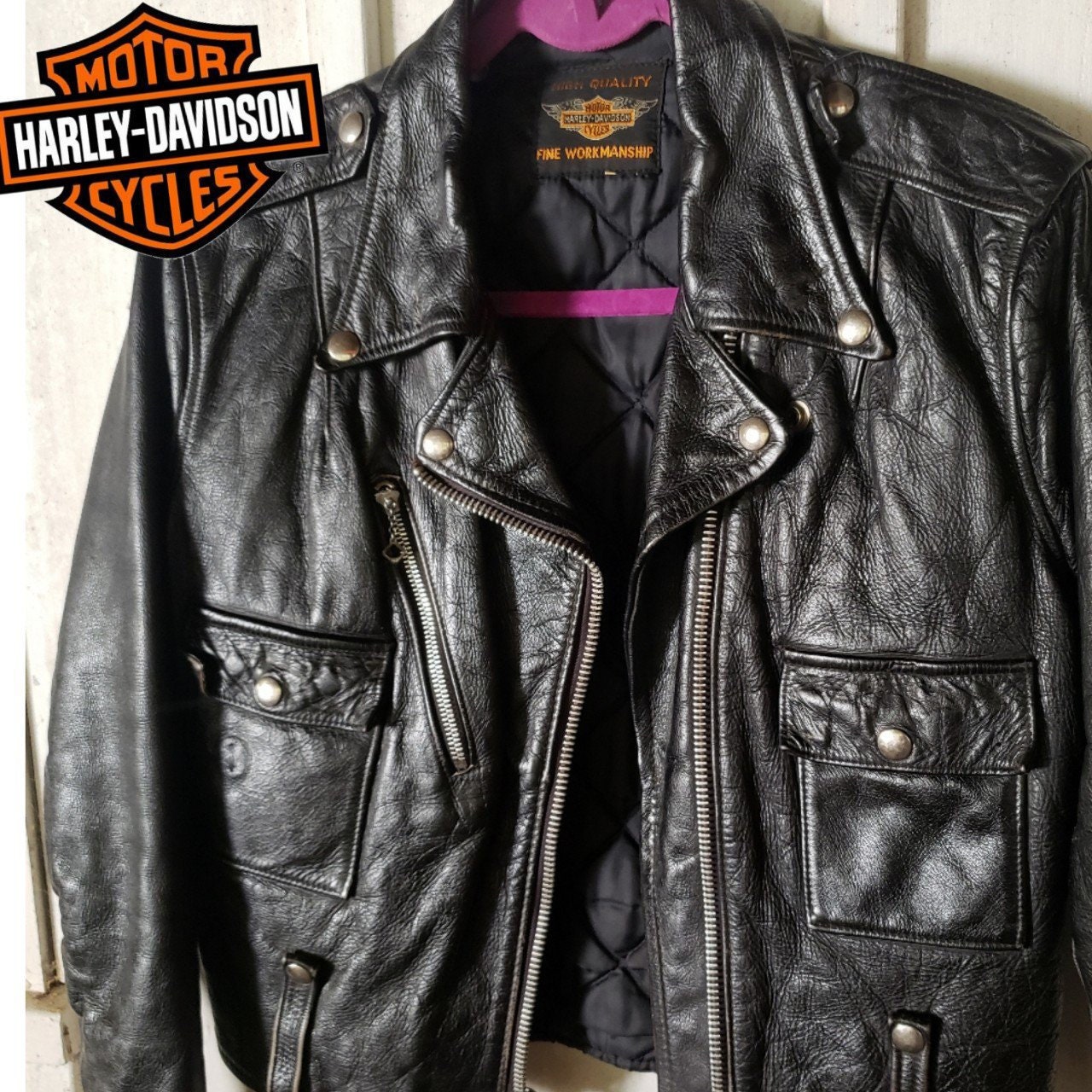 50s Era Vintage Harley Davidson Cycle Queen Leather Jacket Steerhide ...