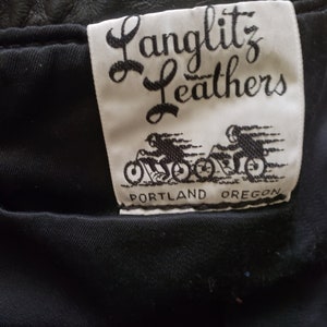 Vintage Ladies Langlitz Cascade Leather Jacket 70s 80s Black Brass Steerhide or Horsehide Moto Biker Motorcycle Perfecto Custom Small 4-6 image 10