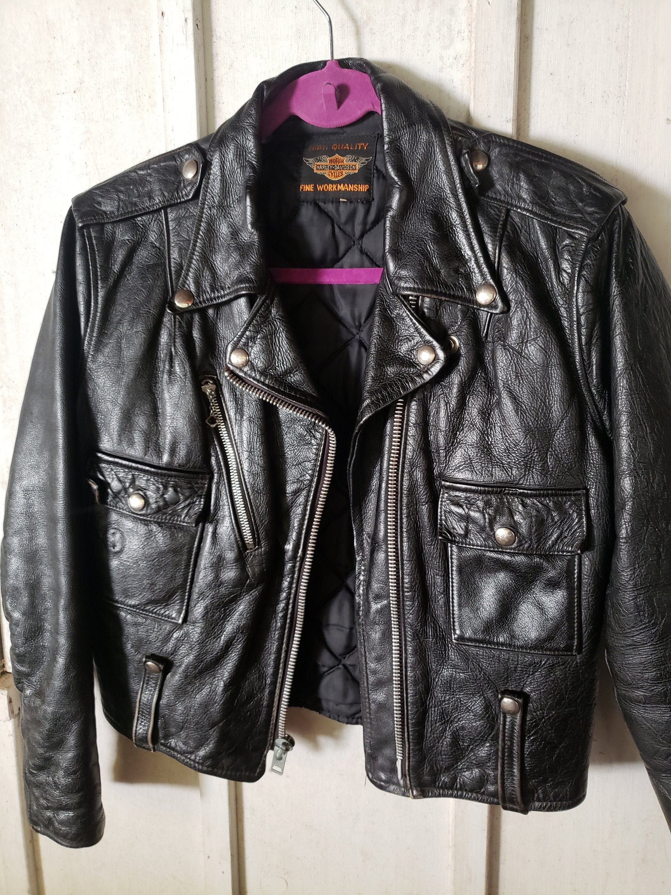 50s Era Vintage Harley Davidson Cycle Queen Leather Jacket
