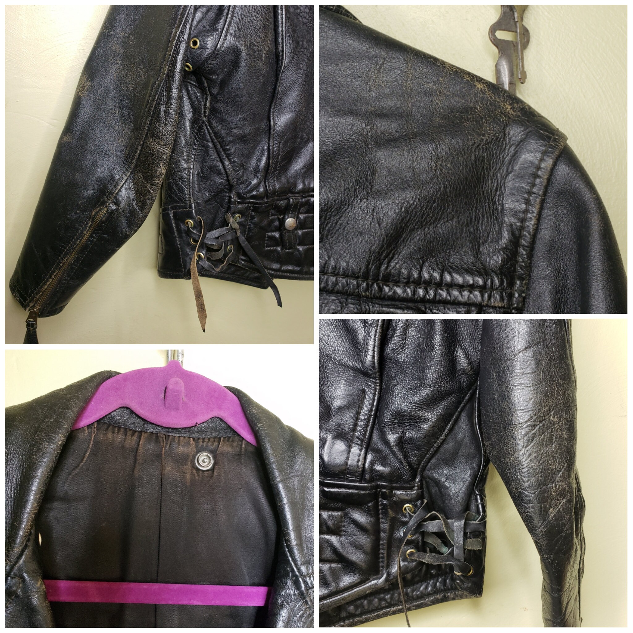Rare 50s 60s Langlitz Columbia Leather Jacket Petite Ladies Large