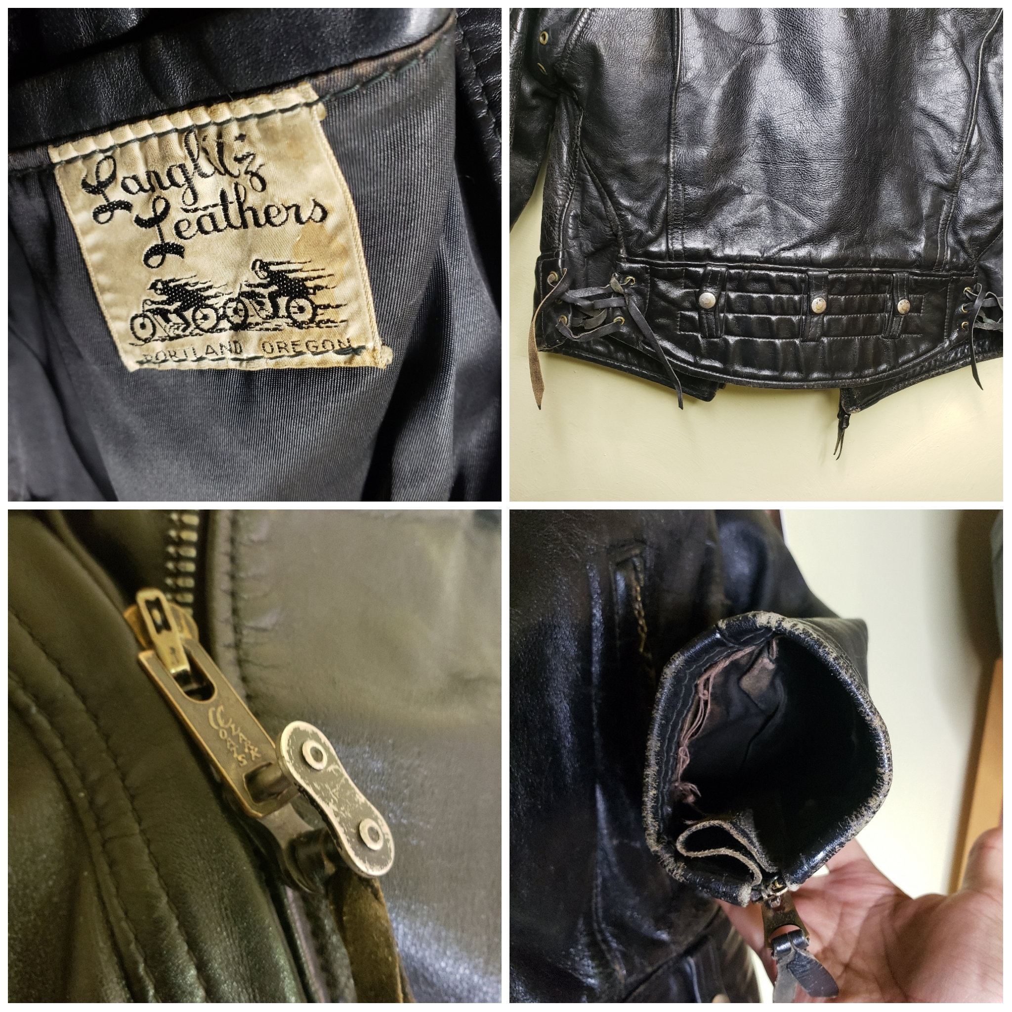 【最終値下げ】French vintage Motorcycle Leather Rare 50s 60s Langlitz Columbia Leather Jacket Petite Ladies Large