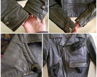 ジャケット・アウター French1940's~1950's leather ridersjacket Vintage 1940s Leather Jacket With Triumph Patch - Etsy