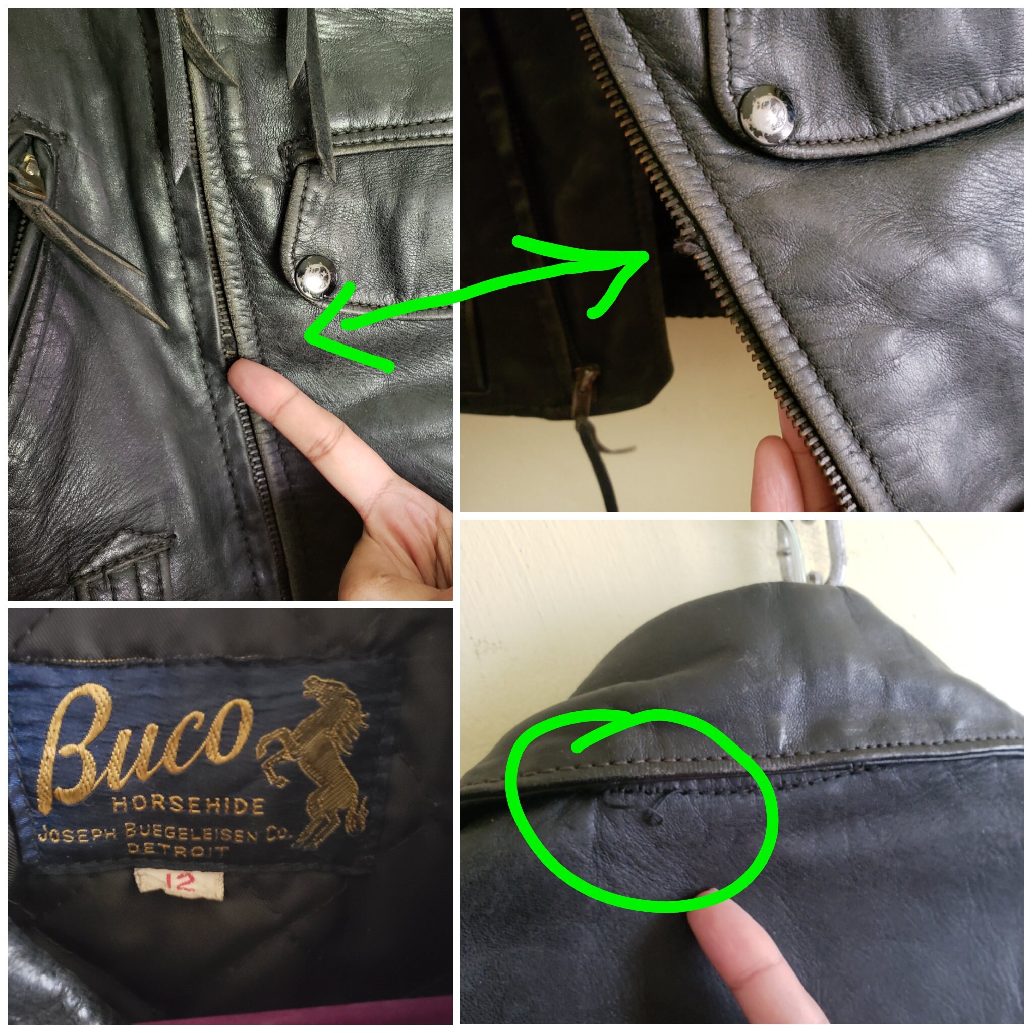 50s Buco Horsehide Leather Jacket Moto Biker Ladies Womens