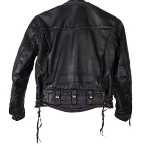 Vintage Ladies Langlitz Cascade Leather Jacket 70s 80s Black Brass Steerhide or Horsehide Moto Biker Motorcycle Perfecto Custom Small 4-6 image 3