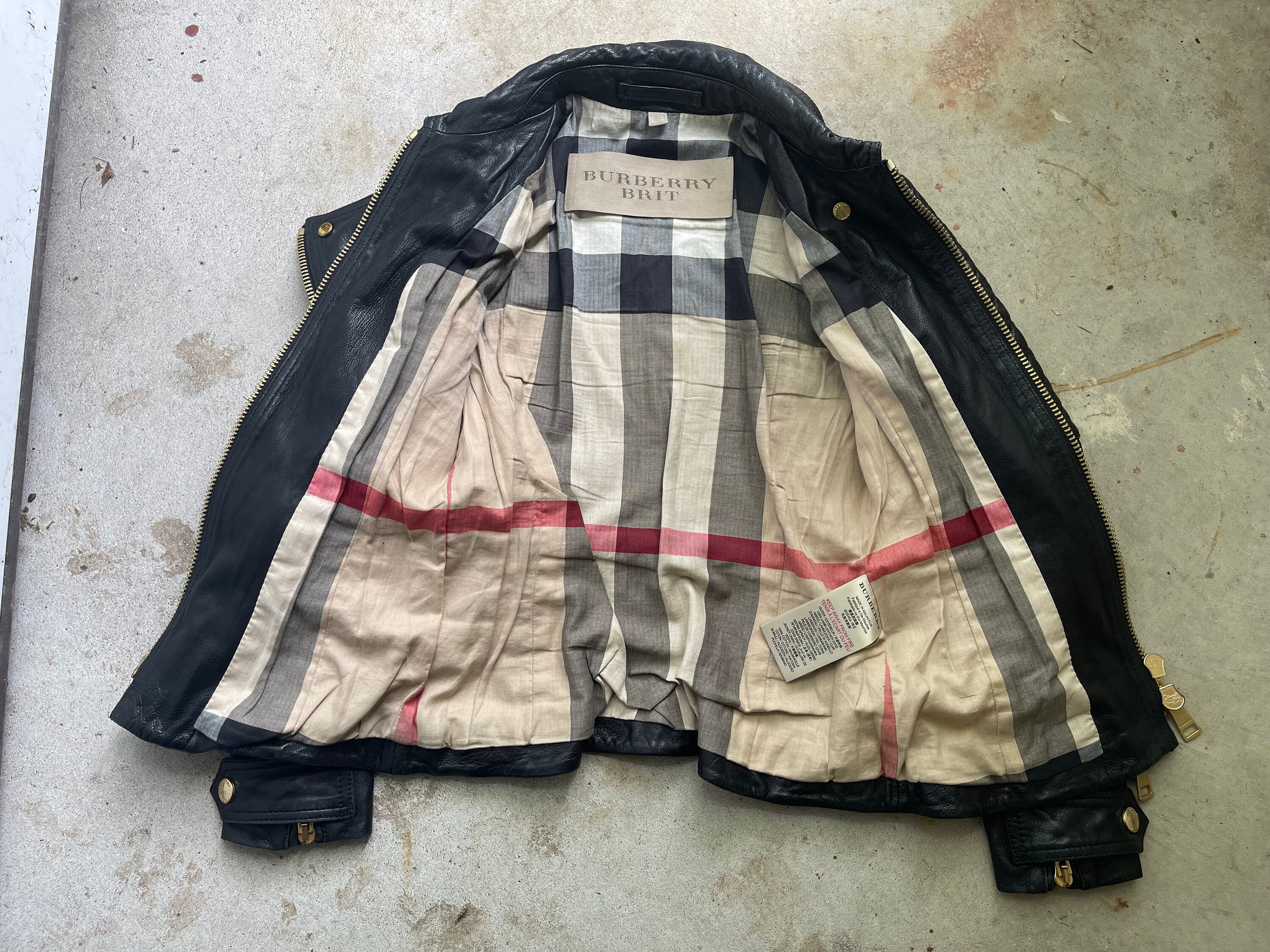 Burberry Brit Quilted Leather Jacket Moto Biker Peplum Padded