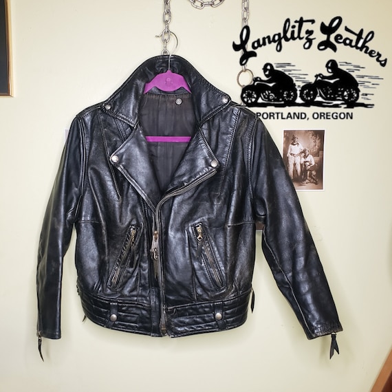 Leather biker jacket w/ print Style: 60-15106A - LINDBERGH